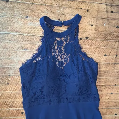 Lulu’s Dance All Evening navy lace M elegant semi formal maxi dress Blue Size M
