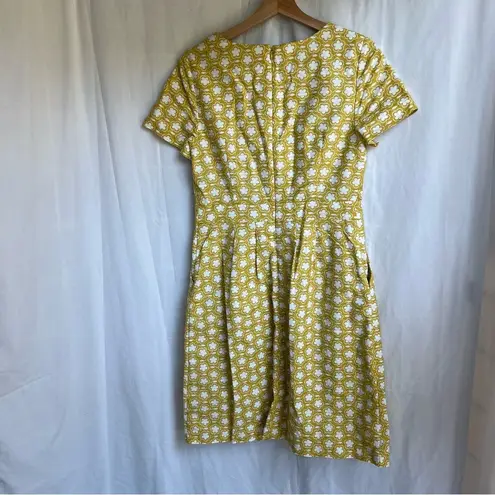 Daisy Boden Sierra textured fit & flare dress mustard  floral print cotton size 8