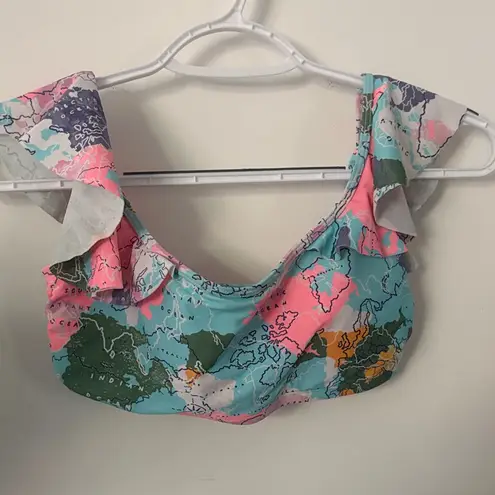 Eidon Colorful Map Print Bikini Top