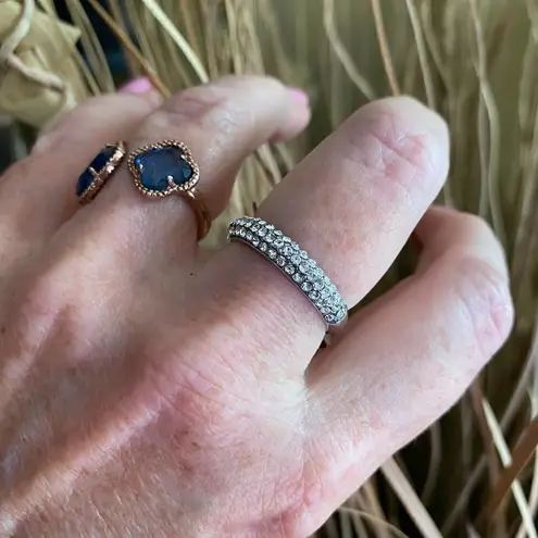 High polished Stainless Steel Ring with Top Grade Crystal in Clear Silver