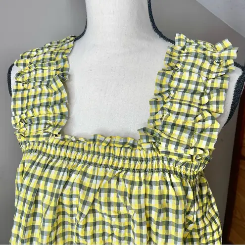 Barbour Addison Top Sunrise Yellow Check Plaid 6 NWT Smocked Gingham Square Neck