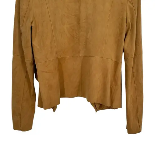 Bagatelle Sienna Brown Drape Front Faux Suede Jacket size Small Long Sleeve Soft