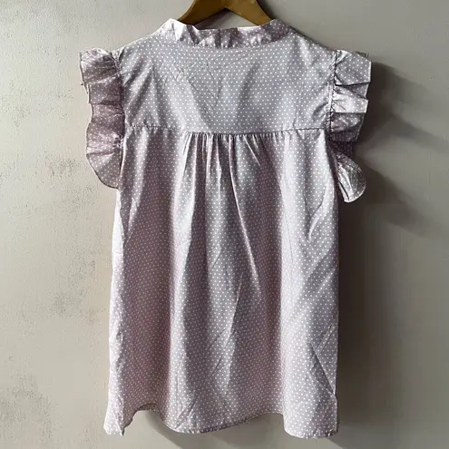 Light Pink & White Polka Dot LightWeight Blouse Size S EUC