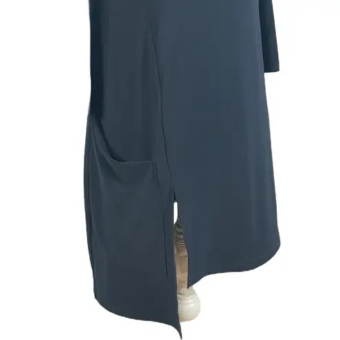 Sympli Blue 2 Pc. Asymmetric Top/ Pants Flare Hem Elastic Waist Size 6