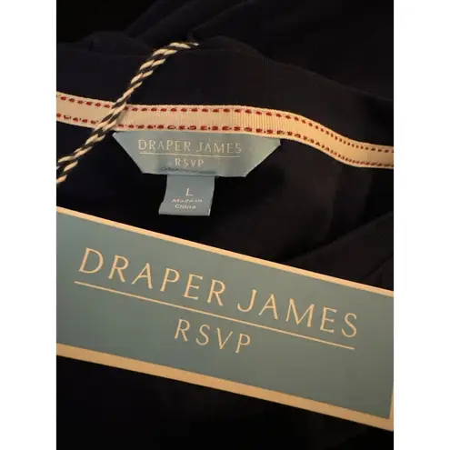 Draper James Blouse Women's Navy Blue Preppy Southern Eyelet Sleeve Sz L New
