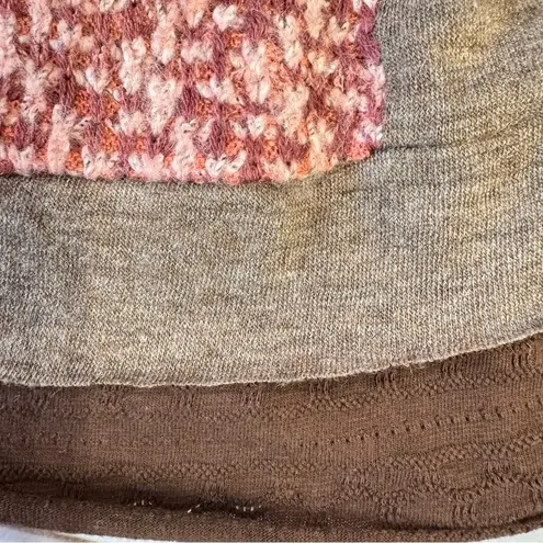 Brown & Pink Mixed Knit Racer Back Tank Top Funky People Boho Cottagecore XL