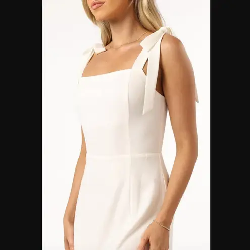 Petal and Pup  Laurel White  Tie Shoulder Side Slit Midi Dress 0