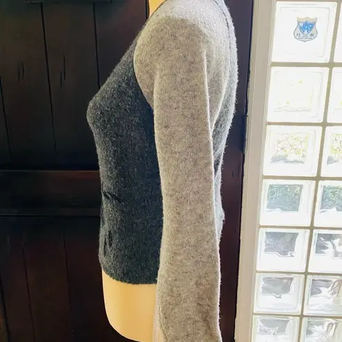 Cousin Johnny grey wool sweater with black beading and embroidery. Size S. EUC. Gray