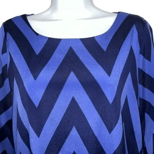 Needle & Thread Light and Dark Blue Chevron Print Slinky Mini Dress EUC Size M