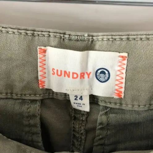 Sundry Womens Olive Green Twill Drawstring Waist Pants Size 24