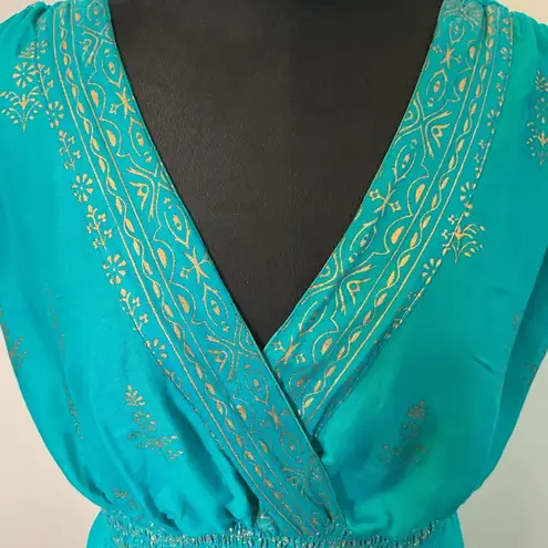 14. Lapogee Teal Blue Paisley Sleeveless V