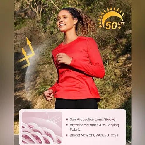 CRZ Yoga Women’s UPF 50+ Sun Long Sleeve Rash Guard Shirt Size Medium NWT