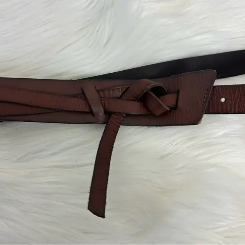 Genuine Leather Braided Wrap Detail Brown Belt Size XL