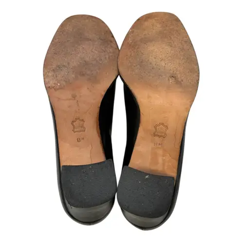 Melange Women's Black Leather Block Heel Loafers Silver Horsebit Vintage 8M Size 5