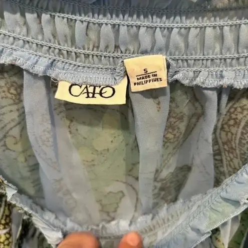 Cato  Size Small Blue Green Black Lightweight Flowy Boho Hippie‎ Shirt