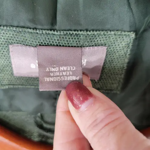 Kenar Green Leather Belted Trench Coat Womens 8 Jacket Liquid Embossed