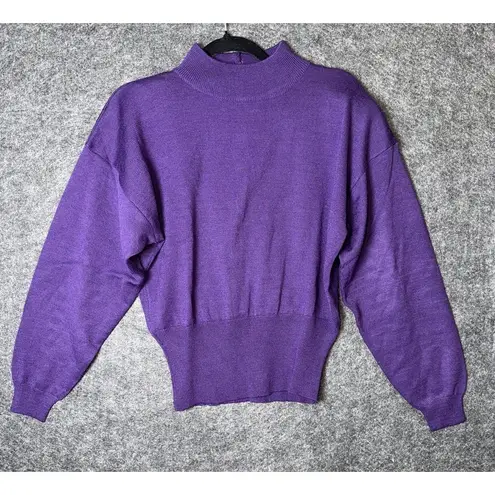 Vintage Casual Corner Purple Mock Neck Sweater with Padded Shoulders