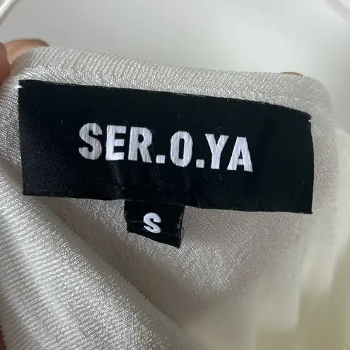 SER.O.YA. Ballor Ruched Midi Dress in White Size Gently Used Bridal