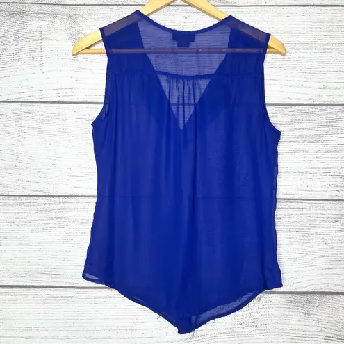 Ultra Flirt Royal Blue Sheer Sleeveless Blouse Top Size Medium