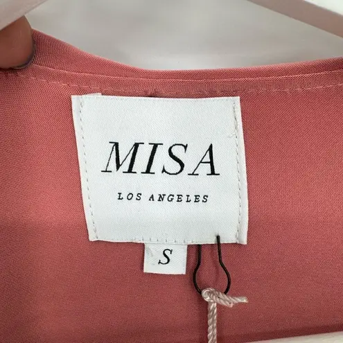 MISA Los Angeles NWT  Teget Twisted Maxi Dress Pink Long Sleeve‎ Plunge Small