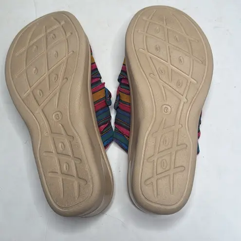 Bzees Airsteps Smile Wedge Colorful Striped Sandals S-275 Sz 11
