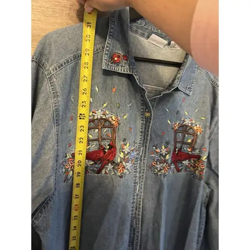 Vintage Cardinal Bird Blue’s Denim Button