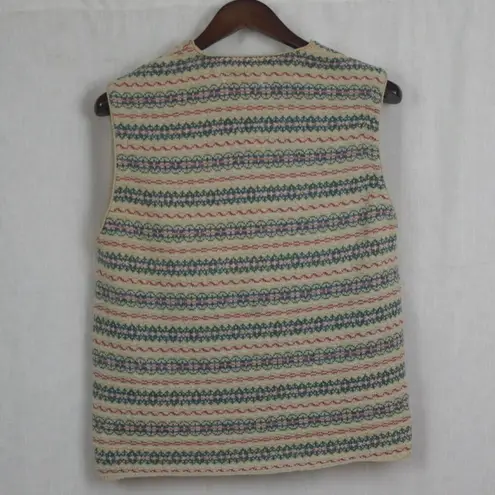 Drift Collective Logo Embroidered Button Up Sweater Vest Tan Size M