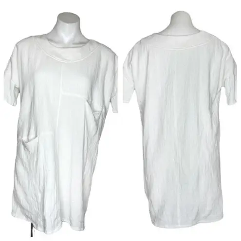Ellison Textured Cotton White Tunic Size Medium Lagenlook