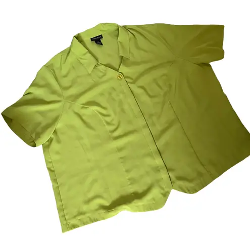 Maggie Barnes Button Womens Top Size 3X Lime Green Preppy Capsule Minimalist