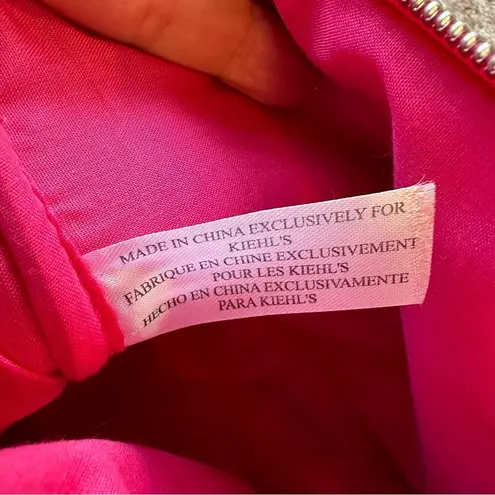 Kiehls black and bright colored travel makeup storage zippered bag pouch Pink