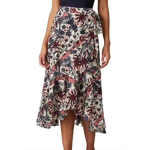 Scotch & Soda Skirt Womens X Small Blue Pink Midi Allover Floral Wrap Ruffled