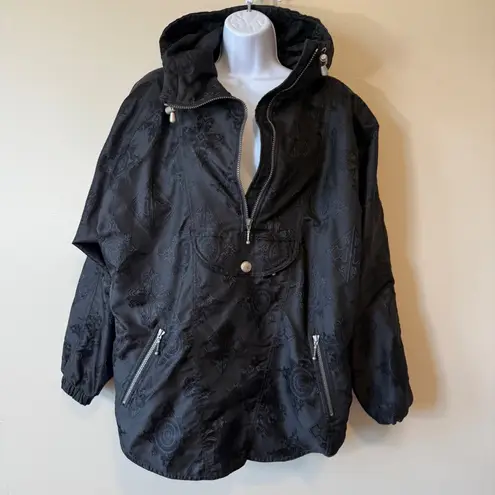 Nils Skiwear Women's Black Pullover Ski Jacket Size 14 USA Made Hooded Retro