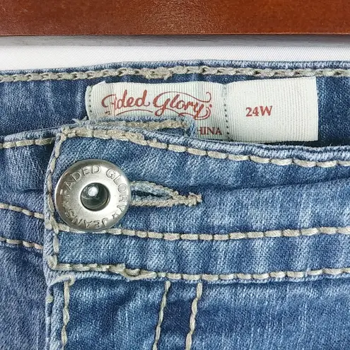 Faded Glory FG 24W Tribal Jeans Long Cutoffs Shorts Plus