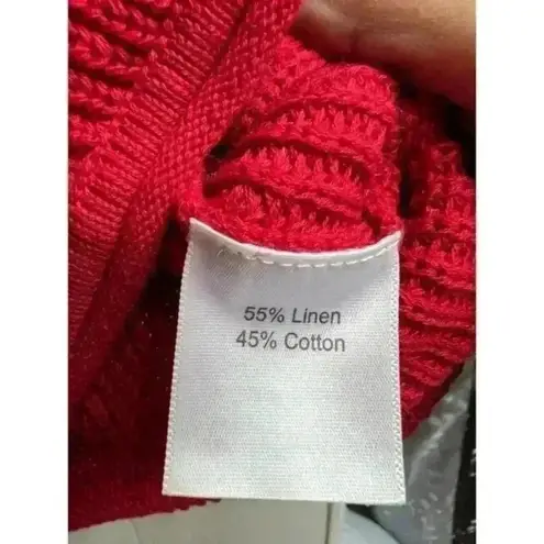 Norm Thompson Women's Red Short Sleeve Knit Sweater Top Size Medium