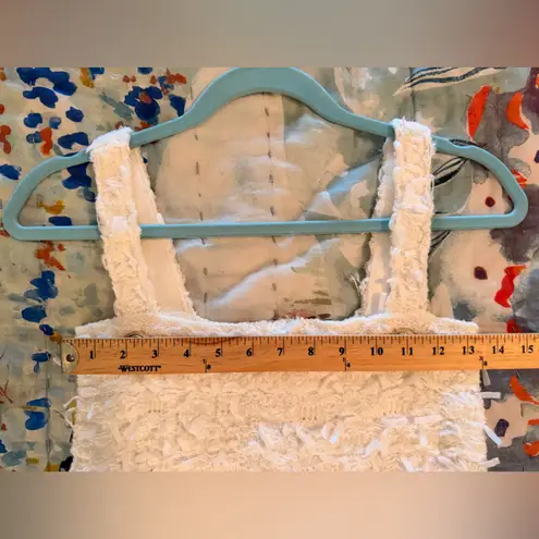 LOUISE JAMES XS Elegant Cream Top and Skirt Set Fringe Detail Tweed Gold