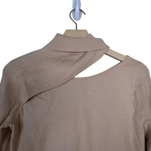 L'Agence Womens M Everlee Cutout Sweater in Light Tan NEW