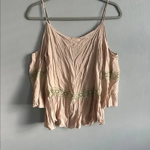 Tea N Rose Cold Shoulder Lace Trim Blouse