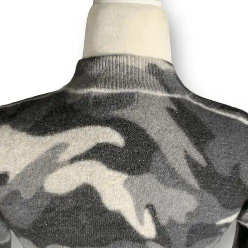 27 Miles Cashmere Gray Camo Cropped Sweater XS Metallic Soft Knit Pullover