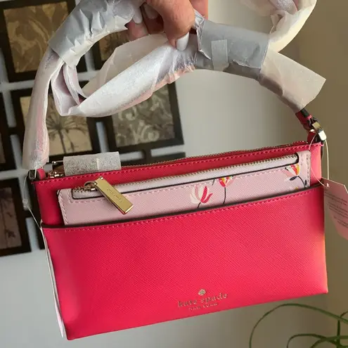 Kate Spade Authentic  Saffiano leather top zip Crosby w large card holder