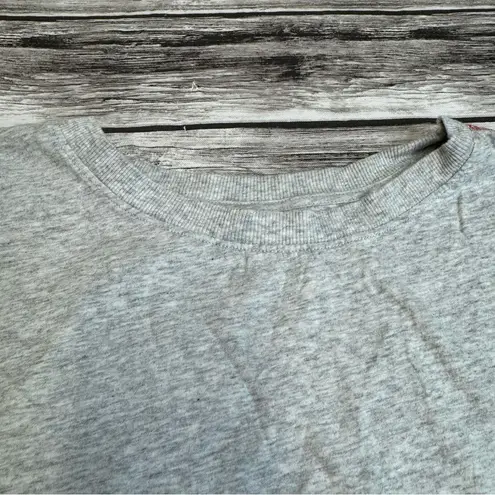 Lou & grey  Women's Basic T Tee Shirt S SM Small Grey Gray Red Contrast Stitching