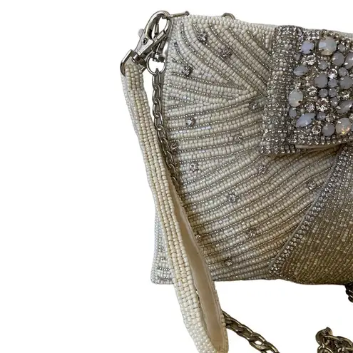 Mary Frances Cherish Embellished Bow Crossbody Bridal Clutch Handbag Purse w/COA