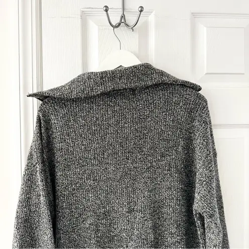 Madewell  Half Zip Collared Ribbed Marled Merino Wool Grey Sweater Dress Large