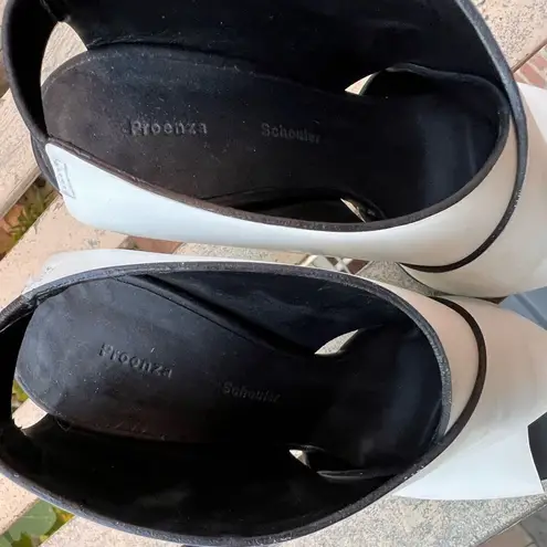 Proenza Schouler White Criss Cross Strap Black Platform Heels Sandals $895 37