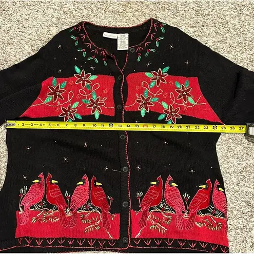 White Stag Vintage Christmas Cardinal Embroidered Cardigan Sweater Womens 18/20