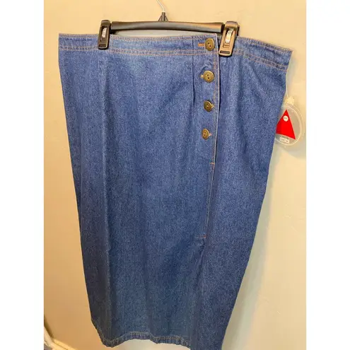 American Vintage Vintage Deadstock Blue Denim Midi Length A-Symmetrical Skirt Plus Size 26W