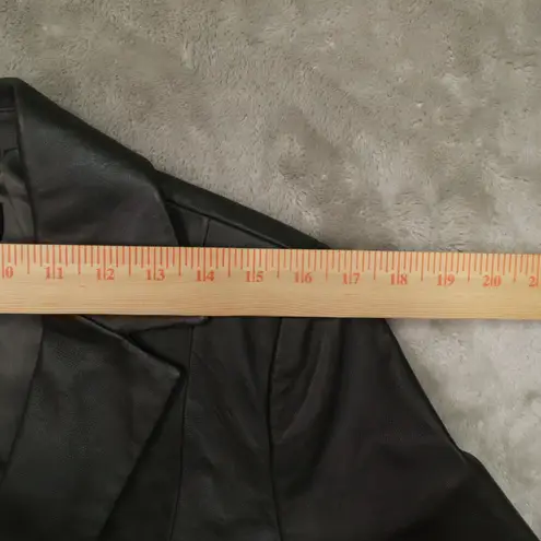 Kasper Dark Grey Leather One Button Blazer Women's size Large Office Classic Gray