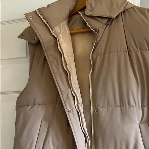 Elegant Beige Quilted Vest for Women Tan Size L