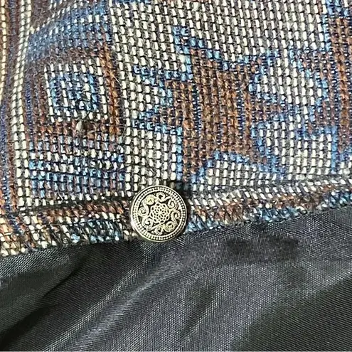 Vintage 90s Western Boho Blue Geometric Pattern Vest. Made in the USA. Size M L Size M