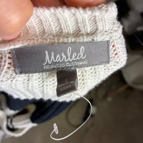 Marled Reunited Clothing Striped Boat Neck Sweater Women's Size L Yellow Navy