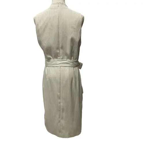 Alex Marie Women's Striped Sleeveless Wrap Dress Tan Tie Waist Size 12